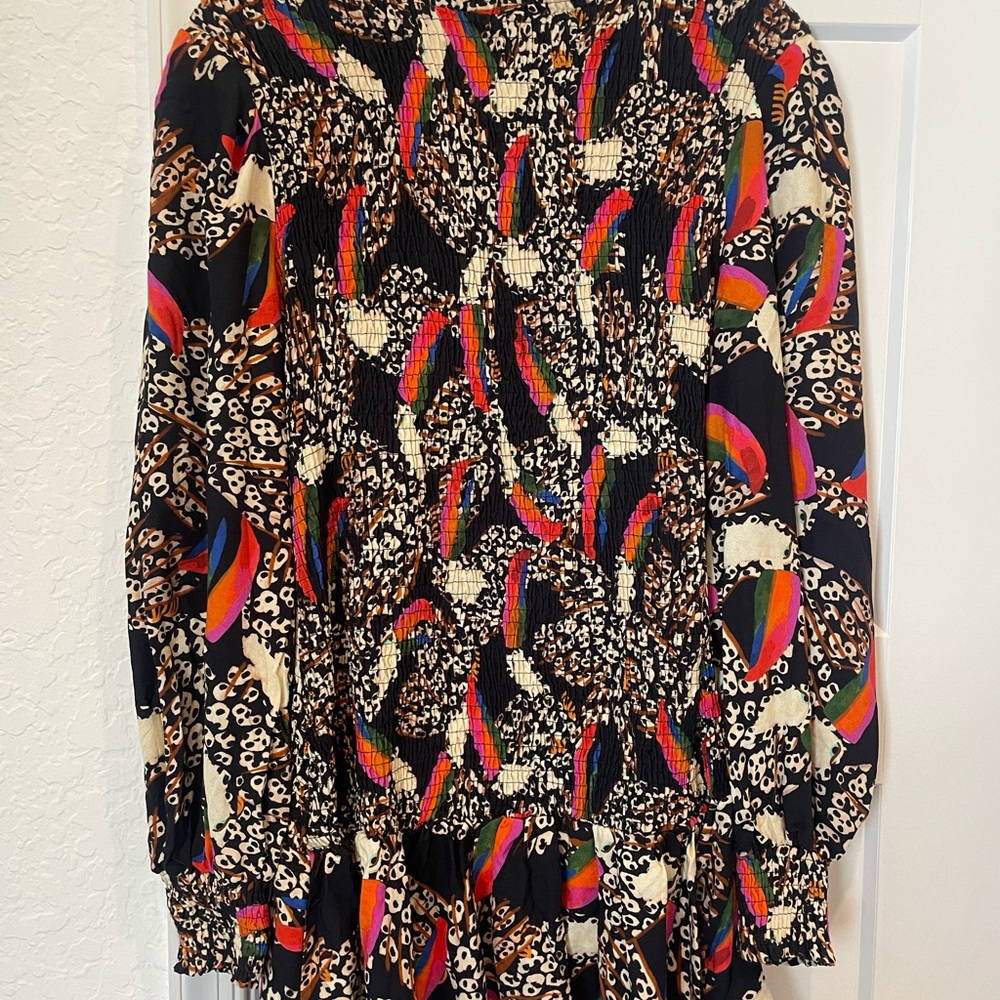 Farm Reo. Leopard & Toucan Smocked Minidress